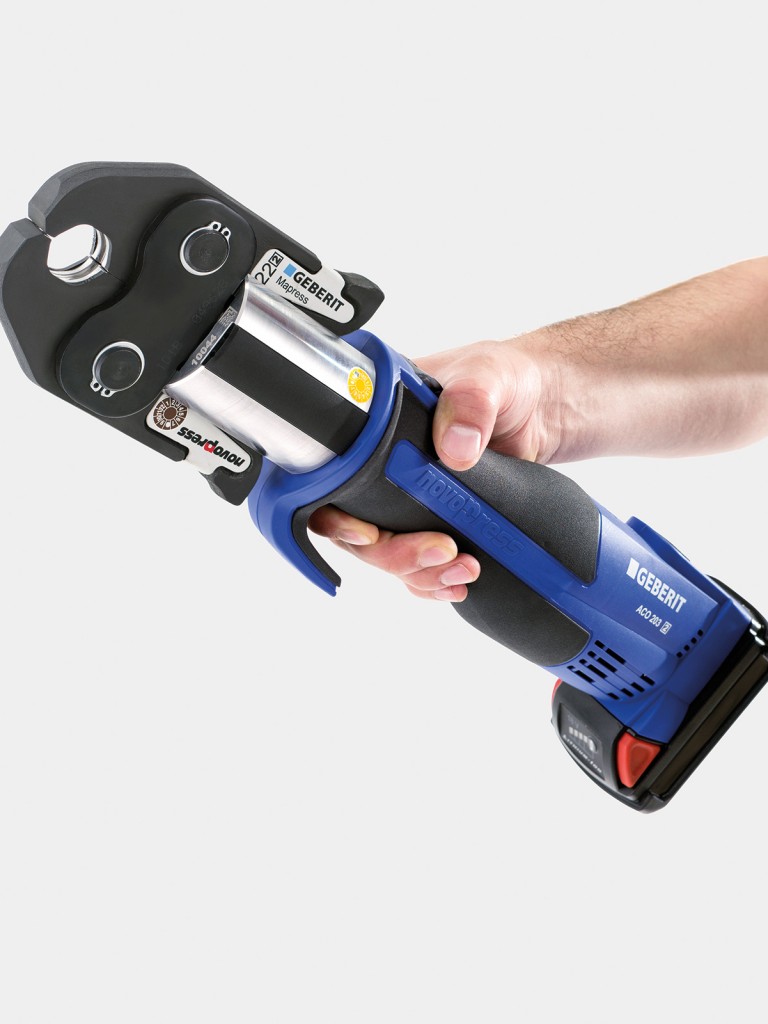 Geberit battery press tool for Mepla pipe — hire in Cape Town